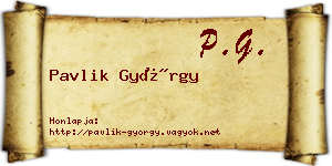 Pavlik György névjegykártya